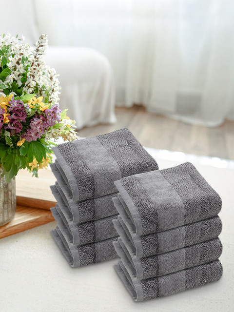 

Pure Home and Living Set Of 8 Face Towels, Grey