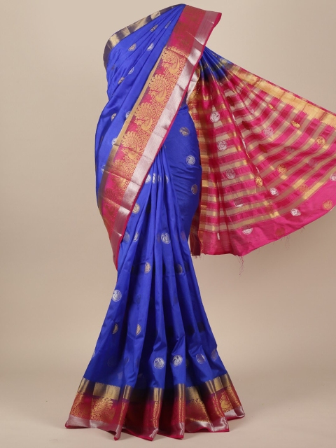 

Pothys Blue Ethnic Motifs Zari Jute Silk Saree