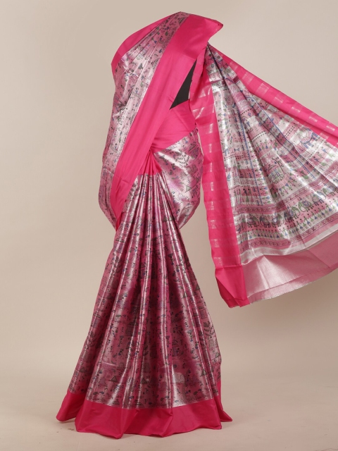 

Pothys Pink Ethnic Motifs Cotton Blend Saree