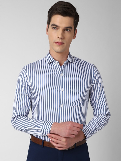 

Peter England Elite Men Blue Slim Fit Vertical Stripes Striped Formal Shirt