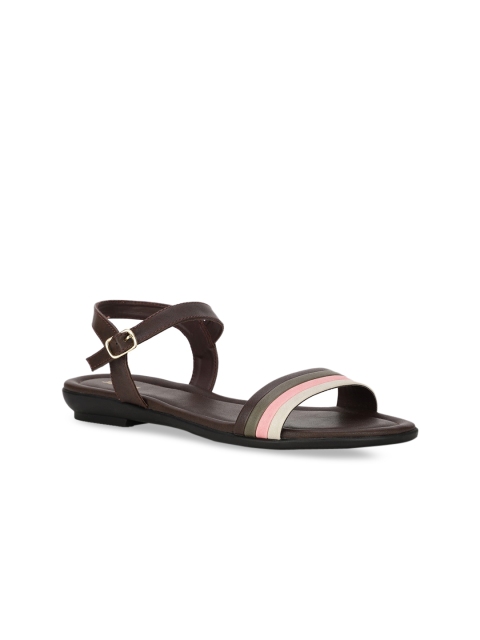 

Bata Women Brown Colourblocked Open Toe Flats with Buckles