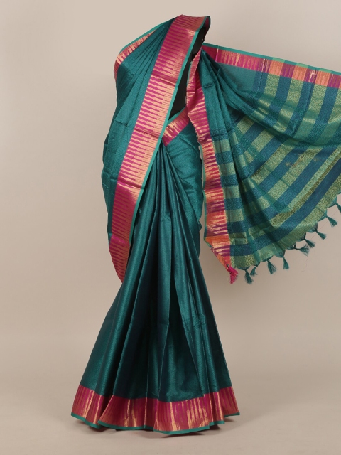 

Pothys Green & Gold-Toned Floral Saree