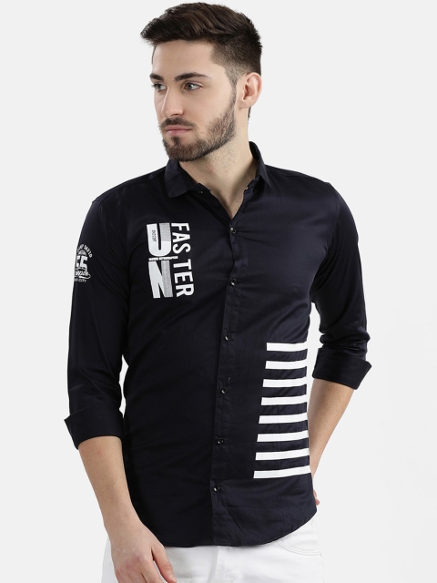 

V2 Value & Variety Men Navy Blue Slim Fit Printed Casual Shirt