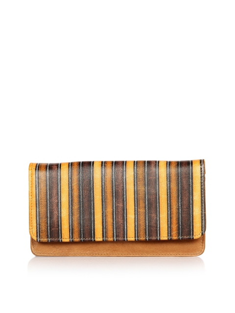 

Leather Zentrum Women Brown & Yellow Striped Leather Envelope