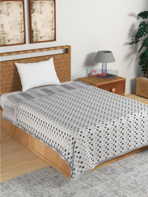 

eCraftIndia Grey & Black Geometric AC Room 150 GSM Cotton Single Bed Dohar