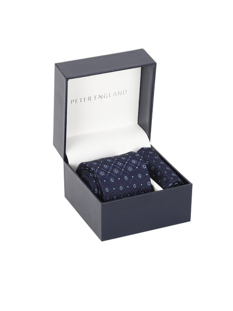 

Peter England Men Navy Blue Printed Accessory Gift Set