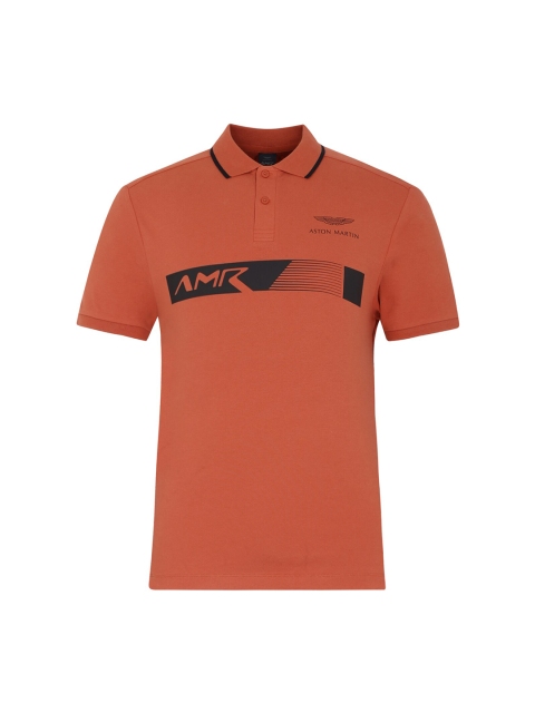 

HACKETT LONDON Men Orange Typography Polo Collar Applique T-shirt