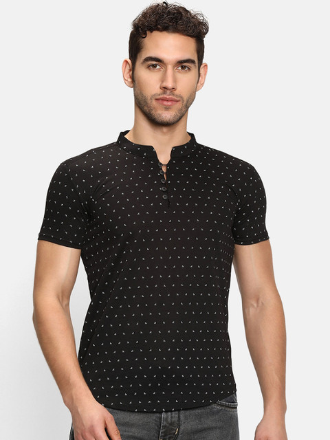 

V2 Value & Variety Men Black & White Printed Kurta