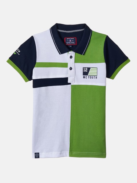 

Monte Carlo Boys Green Colourblocked Polo Collar T-shirt
