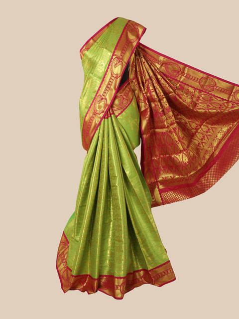 

Pothys Green & Pink Woven Design Pure Silk Saree