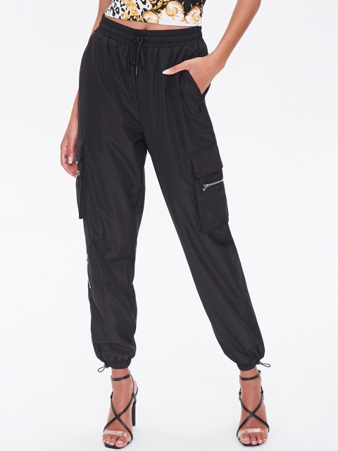 

FOREVER 21 Women Black Cargos Trousers