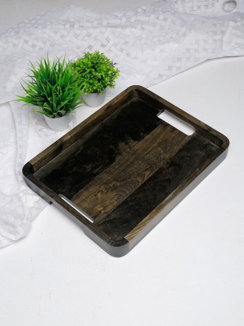 

Fabindia Grey & Brown Colourblocked Mango Wood Rectangle Tray