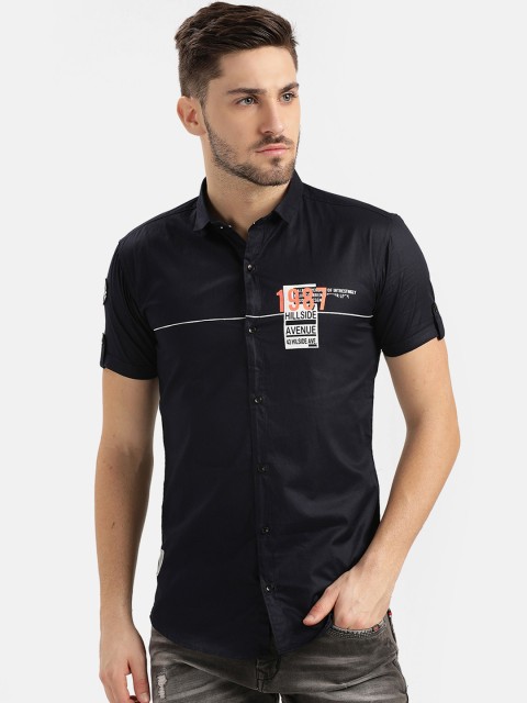 

V2 Value & Variety Men Navy Blue Slim Fit Printed Casual Shirt