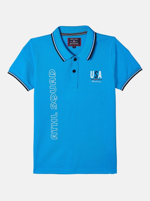 

Monte Carlo Boys Navy Blue Typography Printed Polo Collar T-shirt