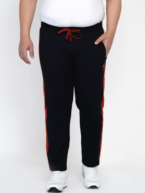 

John Pride Men Navy Blue Solid Straight-Fit Plus Size Track Pants