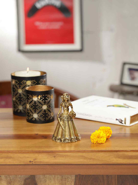 

Amoliconcepts Gold-Toned Dhokra Handcrafted Warrior Showpiece