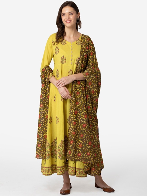 

TARA-C-TARA Yellow Ethnic Motifs Maxi Dress