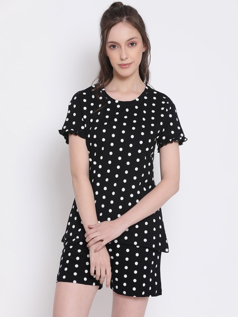 

Kanvin Women Black & White Printed Pure Cotton Night Suit