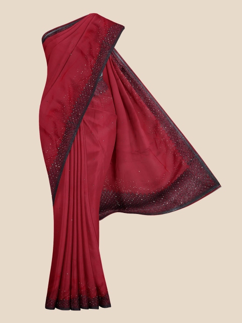 

Kalamandir Red & Black Embroidered Silk Blend Saree