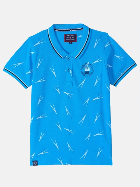

Monte Carlo Boys Blue Printed Polo Collar Applique T-shirt