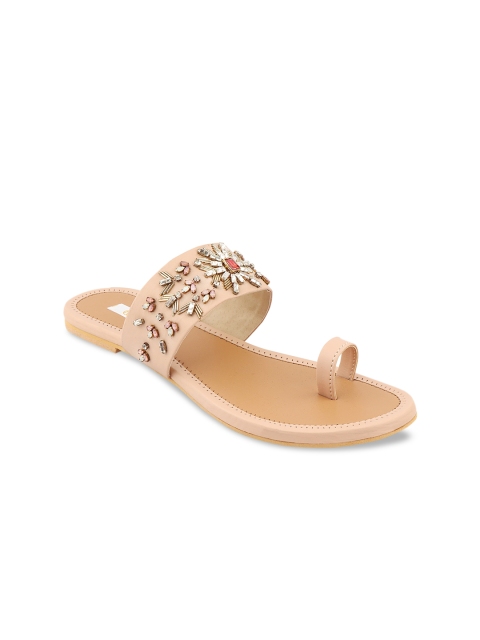 

KALTHEOS Women Nude Embellished One Toe Flats