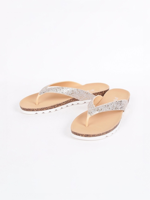 

Ginger by Lifestyle Women Gold Textured Open Toe Flats