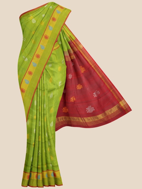 

Kalamandir Green & Brown Ethnic Motifs Silk Blend Venkatgiri Saree