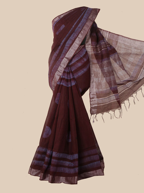 

Pothys Maroon & Blue Batik Jute Cotton Saree