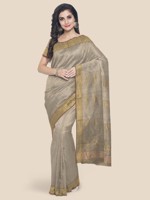 

Kalamandir Grey Striped Chanderi Saree