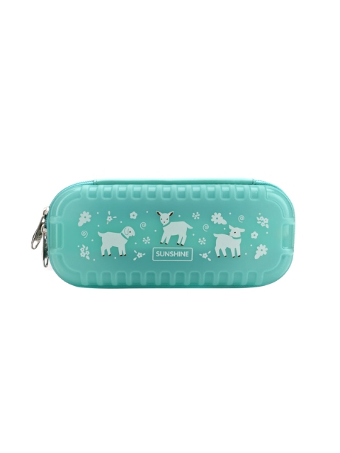 

QIPS Unisex Kids Green & White Printed High-Quality Plastic Pencil Box