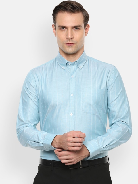 

Louis Philippe Men Blue Striped Slim Fit Cotton Formal Shirt
