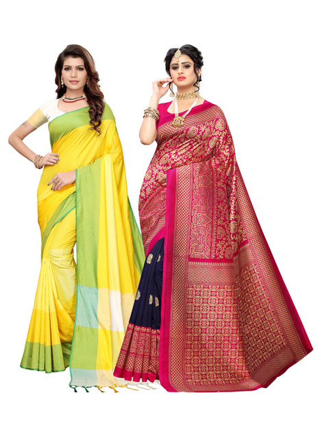 

KALINI Multi Pack of 2 Ethnic Motifs Printed Art Silk Saree