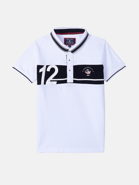 

Monte Carlo Boys White Colourblocked Typography Printed Polo T shirt
