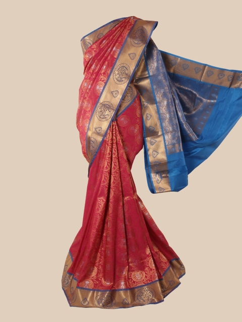 

Pothys Pink & Gold-Toned Woven Design Pure Silk Saree