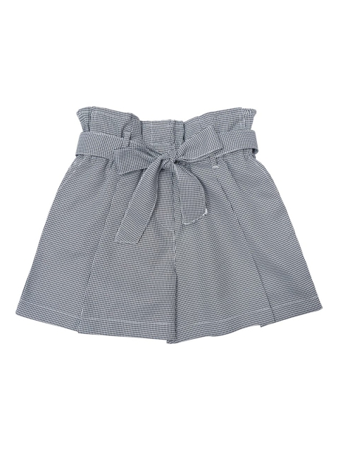 

Daffodils GIRLS WEAR Girls Black Shepherd Checked Mid-Rise Regular Shorts