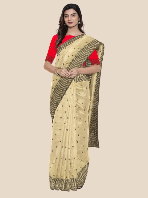 

Kalamandir Cream Printed Cotton Blend Saree