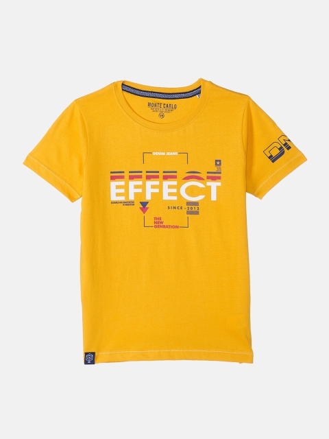 

Monte Carlo Boys Mustard Yellow Typography Printed T-shirt