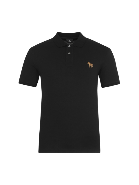 

PS By Paul Smith Men Black Polo Collar Applique T-shirt