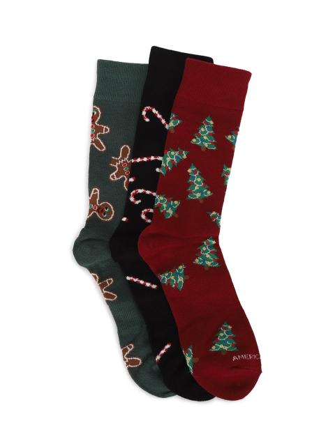 

AMERICAN EAGLE OUTFITTERS Men Pack Of 3 Patterned Calf-Length Socks, Black