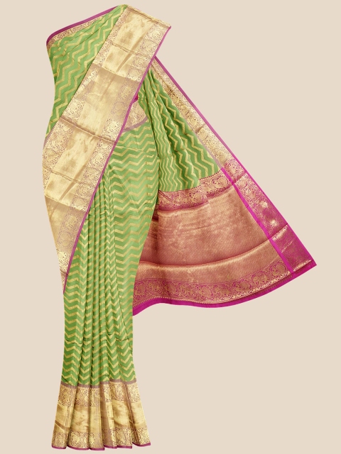 

Kalamandir Green & Pink Silk Blend Banarasi Saree
