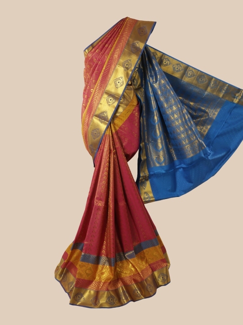 

Pothys Pink & Gold-Toned Paisley Zari Pure Silk Saree