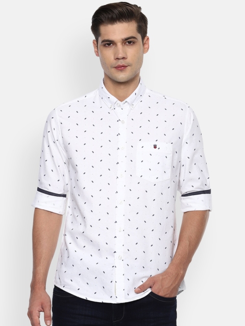 

Louis Philippe Jeans Men White Pure Cotton Slim Fit Printed Casual Shirt