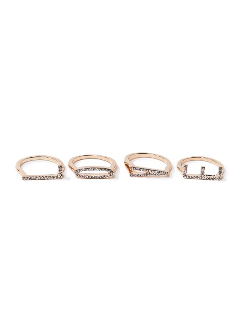 

FOREVER 21 Set Of 4 Gold-Toned Love Letter Charm Finger Rings