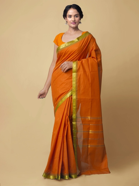 

Unnati Silks Orange Pure Cotton Venkatgiri Saree