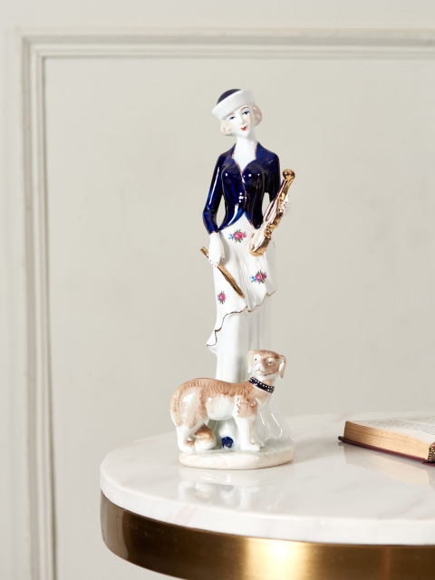 

THEDECORKART White & Blue Victorian Lady Fine Porcelain Figurine Showpiece