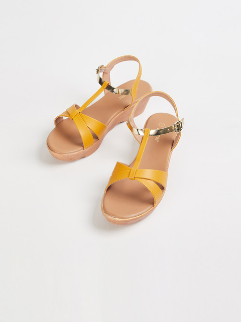 

Ginger by Lifestyle Mustard Yellow Embellished Wedges