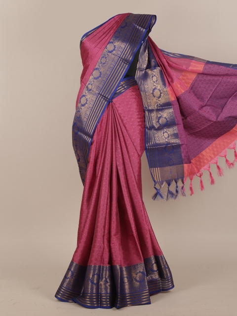 

Pothys Pink & Blue Ethnic Motifs Zari Saree