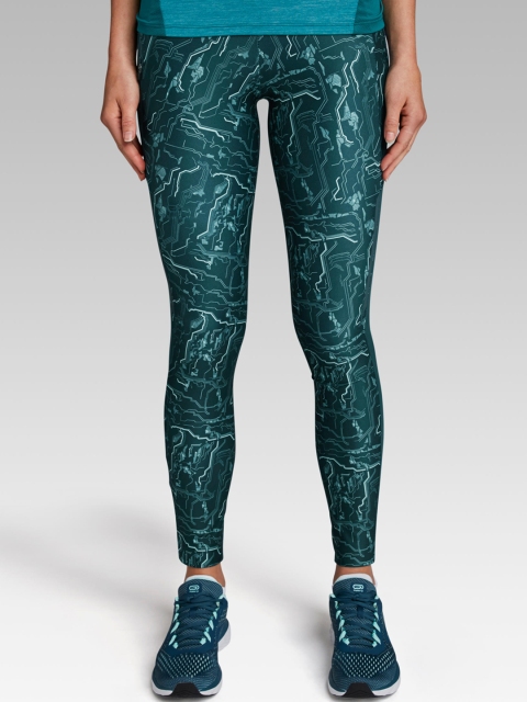 

KIPRUN By Decathlon Women Green Printed Long Tight Running Leggings