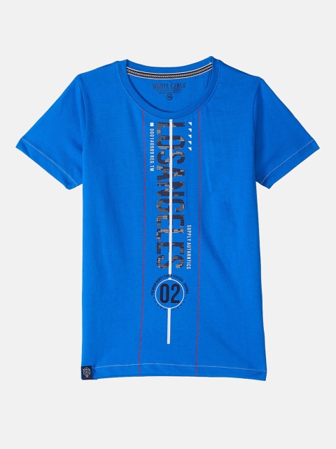 

Monte Carlo Boys Blue Typography Printed Cotton T-shirt