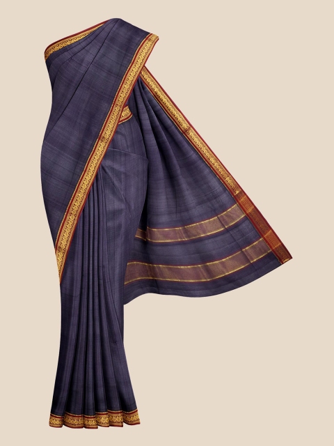 

KLM Fashion Mall Navy Blue & Red Checked Pure Cotton Venkatgiri Saree